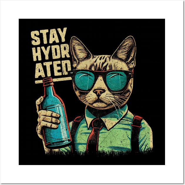 Drink Water Stay Hydrated Cat Lover Wall Art by MintaApparel